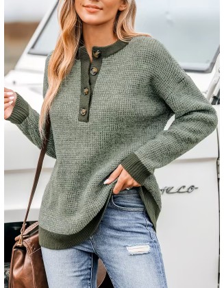 Two-tone drop-sleeve sweater