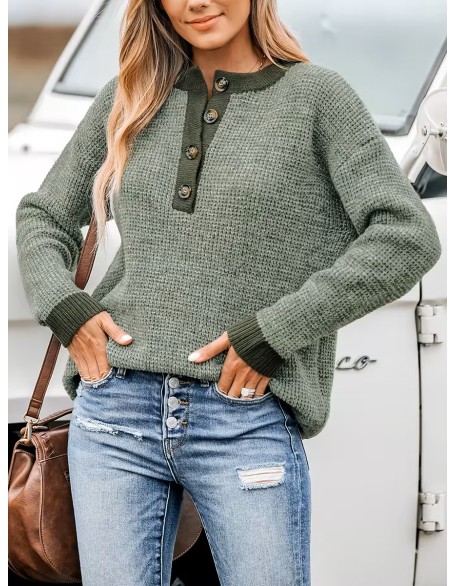 Two-tone drop-sleeve sweater