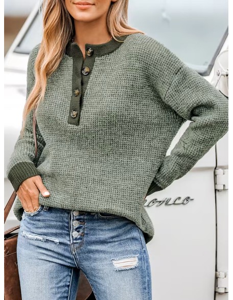 Two-tone drop-sleeve sweater