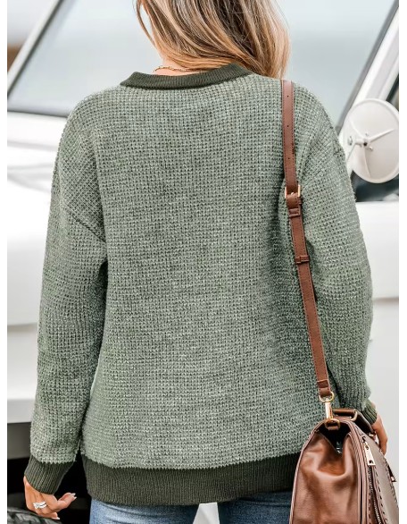 Two-tone drop-sleeve sweater