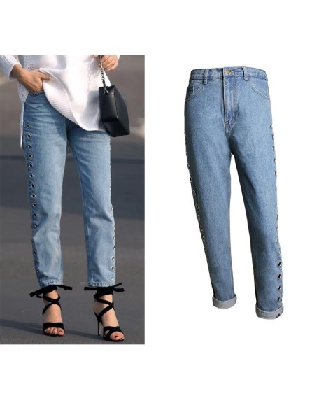 Denim Pants BF Wind High Waist Loose Straight Jeans