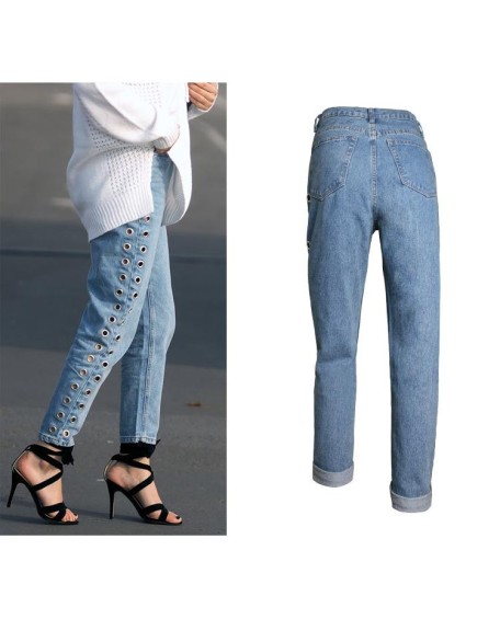 Denim Pants BF Wind High Waist Loose Straight Jeans