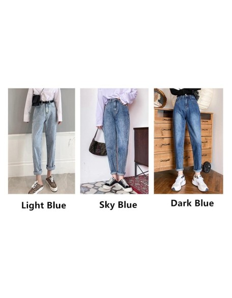Vintage Harem Jeans Blue High Waist Denim Pants