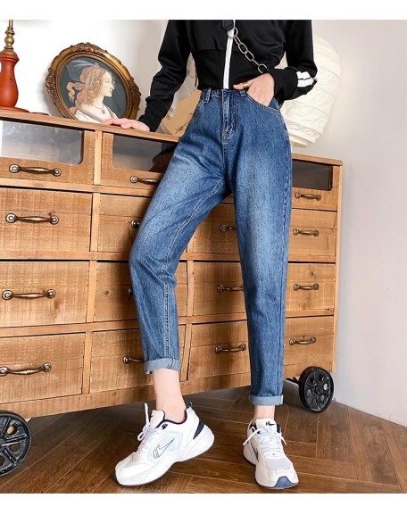 Vintage Harem Jeans Blue High Waist Denim Pants