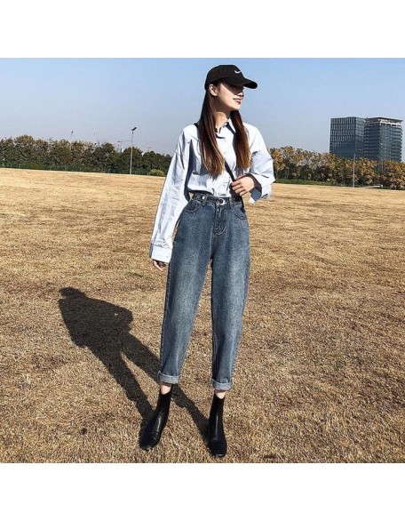 Blue Pantalones Jeans De Mujer Cintura Alta High Waist Jeans
