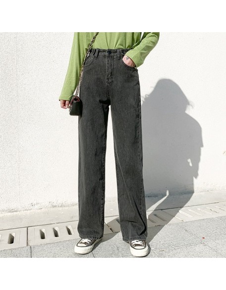 High Waist Clothes Wide Leg Denim Clothing Blue Streetwear Vintage