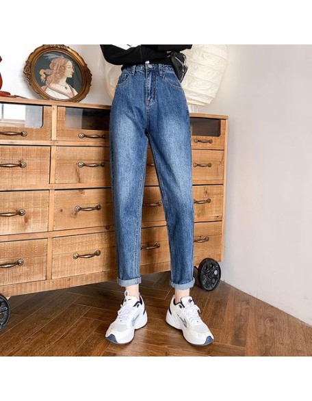 Vintage Harem Jeans Blue High Waist Denim Pants