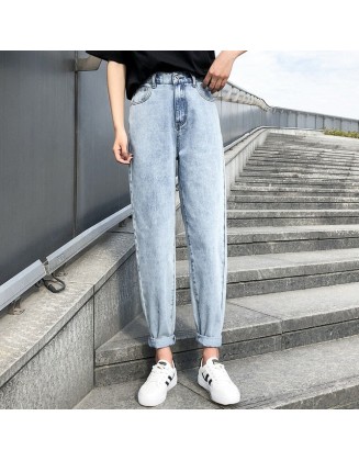 High Waist Jeans Woman Plus Size Street Style Elastic Waist Denim