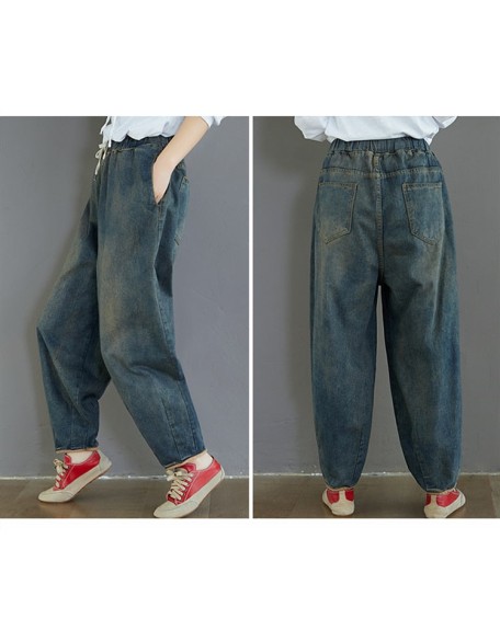 Fashion Spring Summer Korean Elastic Waist Oversize Wide Leg Pant
