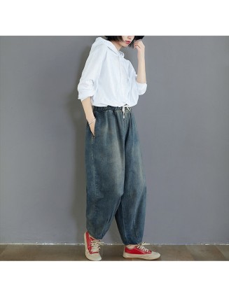 Fashion Spring Summer Korean Elastic Waist Oversize Wide Leg Pant
