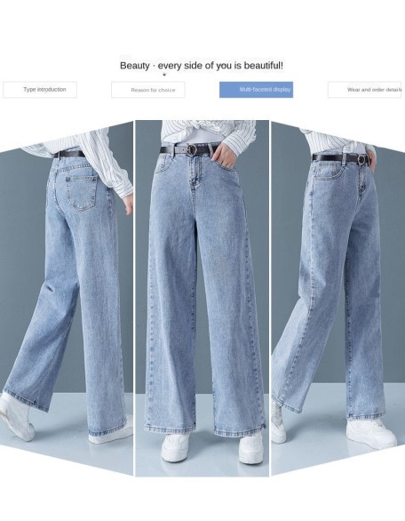 Loose High Waist Straight High Waist Pants Solid Color Wide Legs Retro