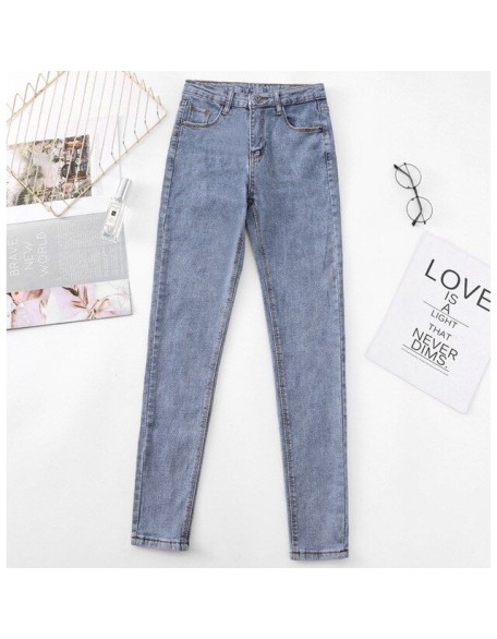 high waist skinny jeans Pencil Pants Casual black blue gray fashion
