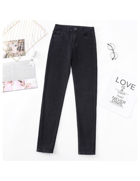 high waist skinny jeans Pencil Pants Casual black blue gray fashion