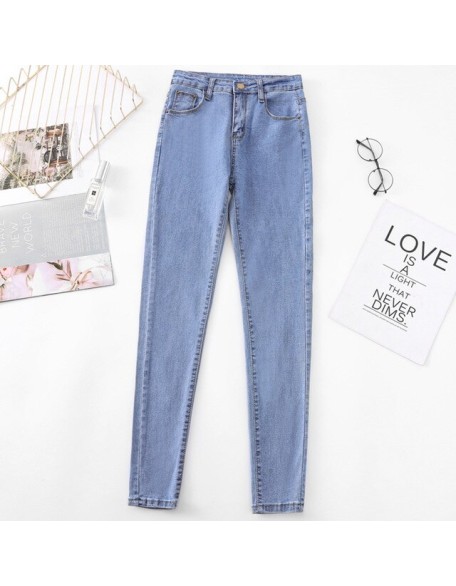 high waist skinny jeans Pencil Pants Casual black blue gray fashion