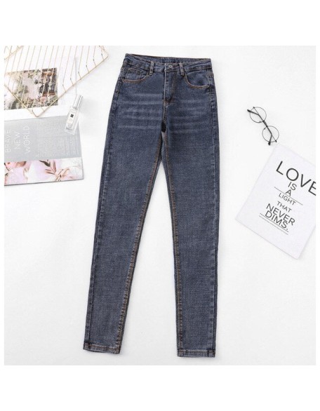 high waist skinny jeans Pencil Pants Casual black blue gray fashion