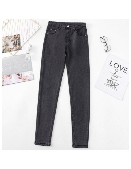 high waist skinny jeans Pencil Pants Casual black blue gray fashion