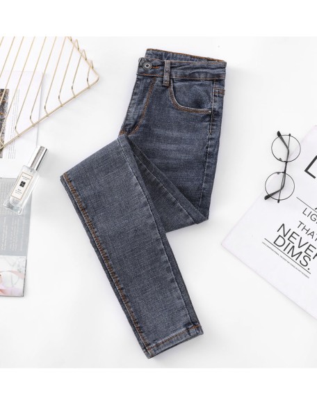 high waist skinny jeans Pencil Pants Casual black blue gray fashion