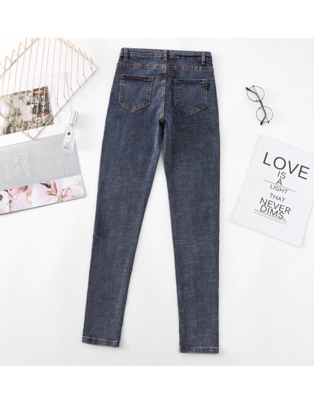 high waist skinny jeans Pencil Pants Casual black blue gray fashion