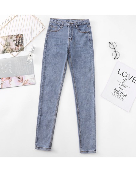 high waist skinny jeans Pencil Pants Casual black blue gray fashion