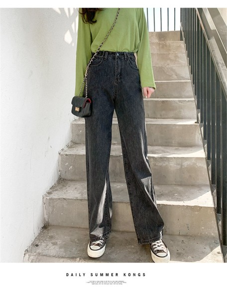 High Waist Clothes Wide Leg Denim Clothing Blue Streetwear Vintage