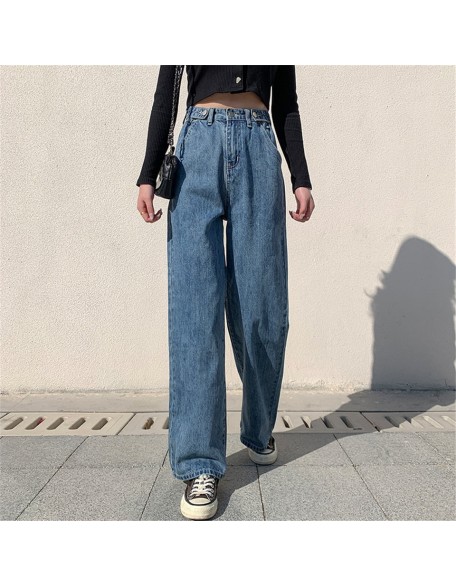 High Waist Clothes Wide Leg Denim Clothing Blue Streetwear Vintage