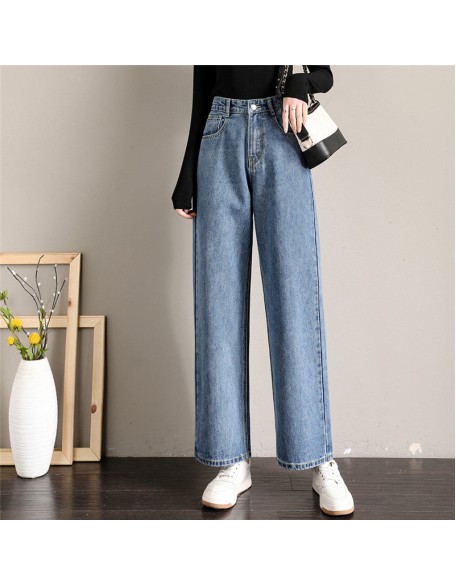 Loose Straight  jeans woman high waist denim pants