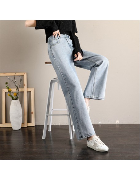 Loose Straight  jeans woman high waist denim pants
