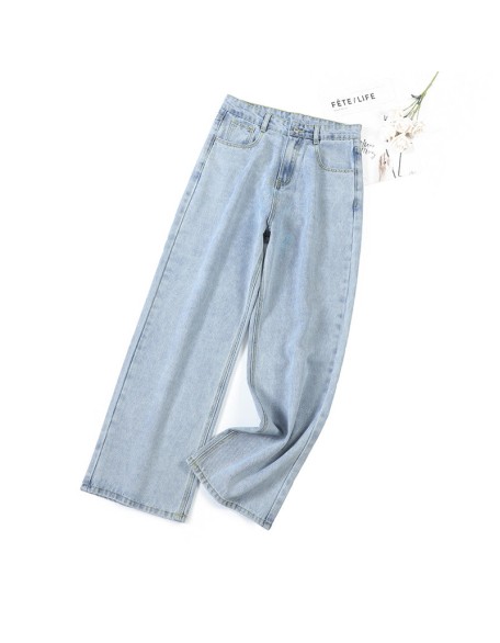 Loose Straight  jeans woman high waist denim pants