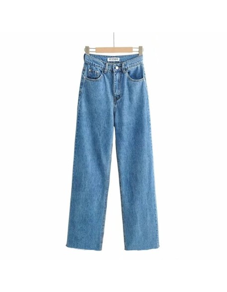 Washed Denim Jeans Women Pants Wide Leg Trousers Female Casual