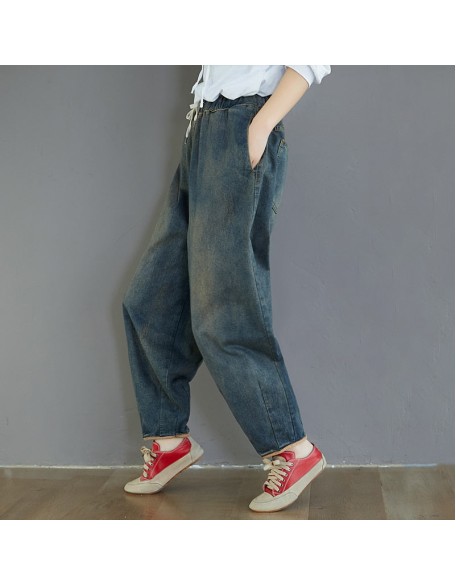 Fashion Spring Summer Korean Elastic Waist Oversize Wide Leg Pant