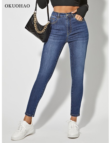 Skinny Jeans Women Stretchy High Waist Classic Denim Pant Slim Jean Fashion