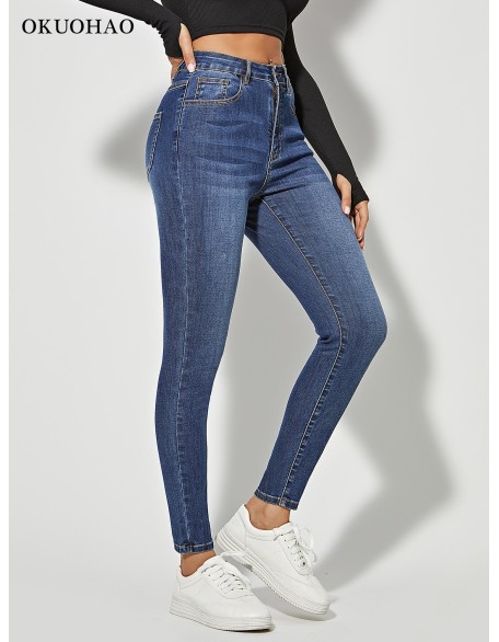 Skinny Jeans Women Stretchy High Waist Classic Denim Pant Slim Jean Fashion