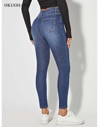 Skinny Jeans Women Stretchy High Waist Classic Denim Pant Slim Jean Fashion