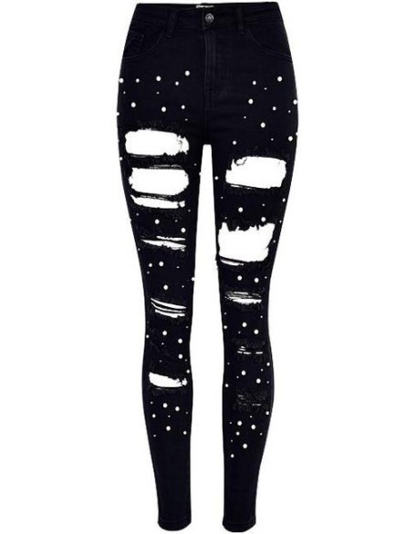 High Waist Denim Sequins Boyfriend Jeans