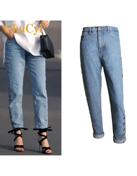 Denim Pants BF Wind High Waist Loose Straight Jeans