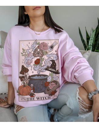 The Witch Tarot Card Mystical Witchy Crewneck Sweatshirt