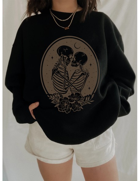 Skeleton Lover Flowers Tarot Stars and Moon  Sweatshirt