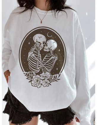 Skeleton Lover Flowers Tarot Stars and Moon  Sweatshirt