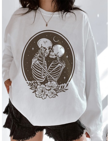 Skeleton Lover Flowers Tarot Stars and Moon  Sweatshirt
