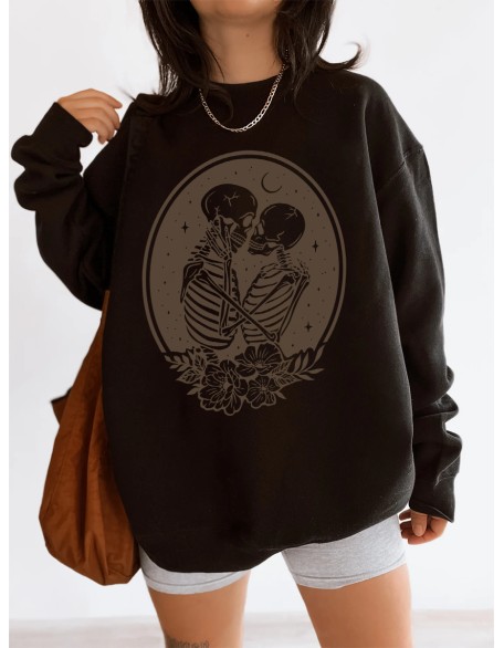Skeleton Lover Flowers Tarot Stars and Moon  Sweatshirt