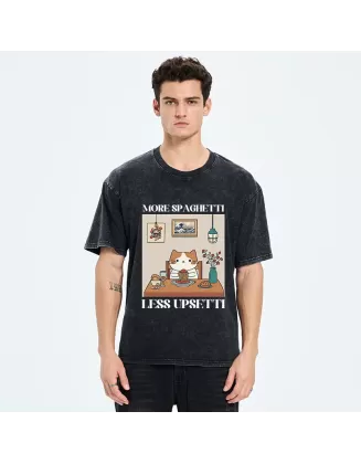 Cat Eats Spaghetti Washed T-Shirt