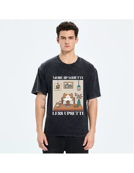 Cat Eats Spaghetti Washed T-Shirt