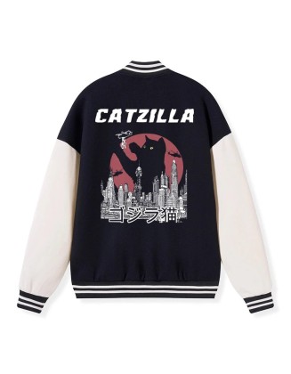 Catzilla Vintage Embroidery Varsity Jacket