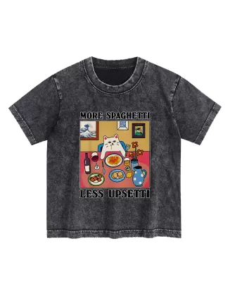More Spaghetti Less Upsetti Kids Washed T-Shirt