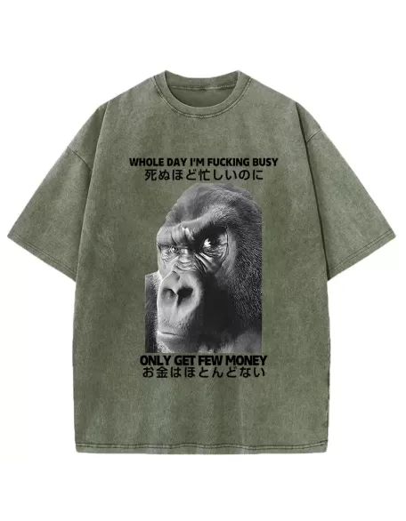 Making Money Gorilla Funny Washed T-Shirt
