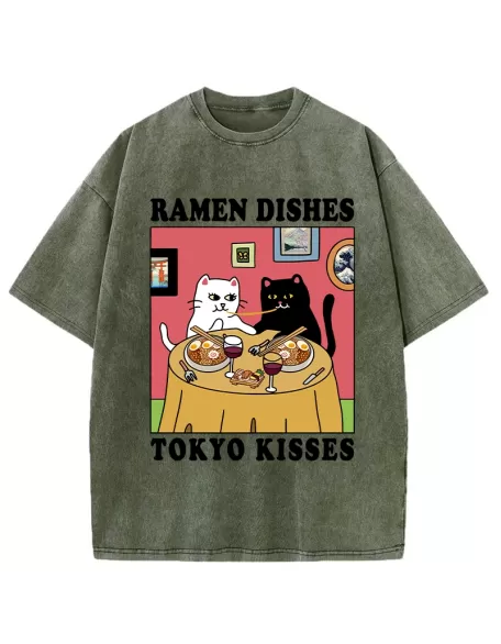 Ramen Dishes Tokyo Kisses Washed T-Shirt