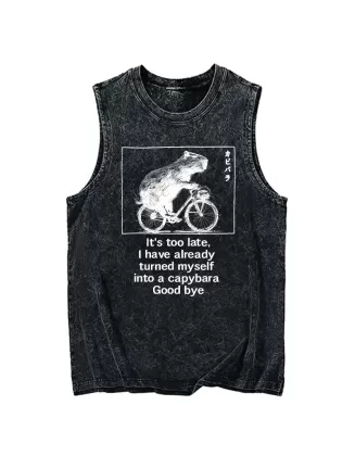 Funny Capybara Riding A Bicycle Washed Tank