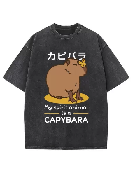 Spirit Animal Capybara Washed T-Shirt