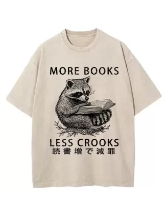 More Books Less Crooks Washed T-Shirt