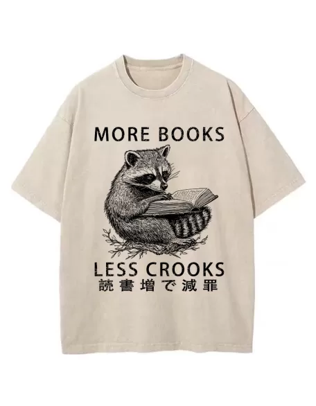 More Books Less Crooks Washed T-Shirt